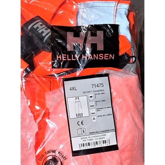 Helly Hansen High Visibility Bib Overalls 4XL Orange/Navy Polyester ANSI Certifi - Picture 4 of 8